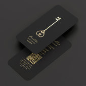 不動産仲介業者ブラック金ゴールド鍵モダンエレガントブローカー 名刺