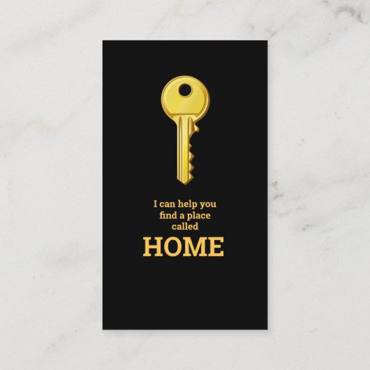 不動産仲介業者ブラック&金ゴールドテーマ鍵ハウス 名刺 (裏面)