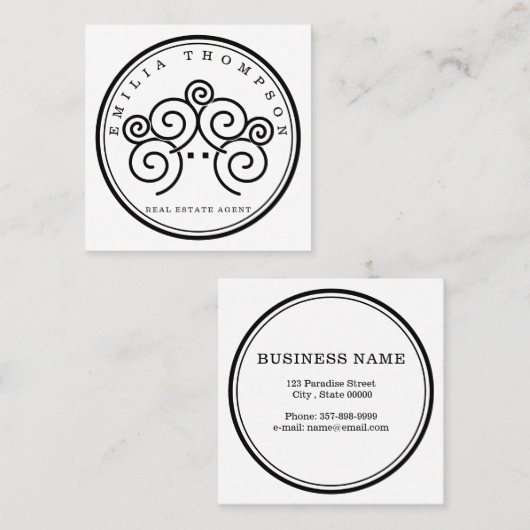 不動産仲介業者ブランディングとスタンプツリーハウス スクエア名刺 (正面/裏面)