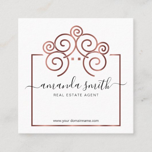 不動産仲介業者ブランディングとツリーハウスインバラ金ゴールド スクエア名刺 (正面)