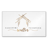 不動産仲介業者ブランディングとハウスイン金ゴールド マグネット名刺 (正面)