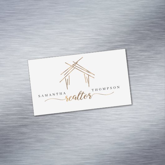 不動産仲介業者ブランディングとハウスイン金ゴールド マグネット名刺 (インサイチュ)