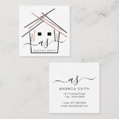 不動産仲介業者ブランディングと住宅インバラ金ゴールド  スクエア名刺 (正面/裏面)