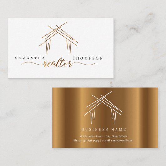 不動産仲介業者ブランディングと住宅金ゴールド名刺 名刺 (正面/裏面)