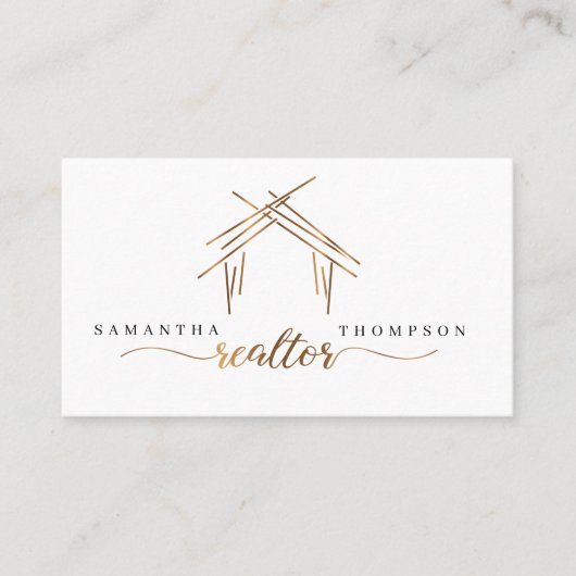 不動産仲介業者ブランディングと住宅金ゴールド名刺 名刺 (正面)