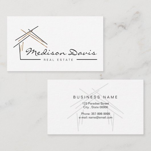 不動産仲介業者ブランディングと住宅金ゴールド車 名刺 (正面/裏面)