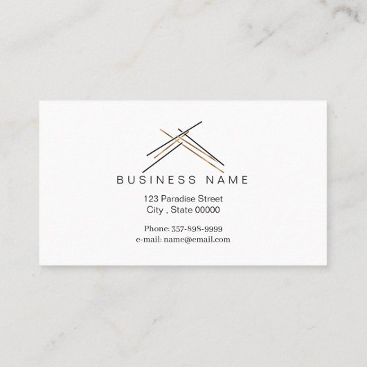 不動産仲介業者ブランディングの金ゴールド色の屋根 名刺 (裏面)