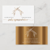 不動産仲介業者ブランディング付き住宅用金ゴールド名刺 名刺 (正面/裏面)