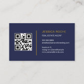 不動産仲介業者ブルー実在エステートエージェントモダンQRコード 名刺 (裏面)