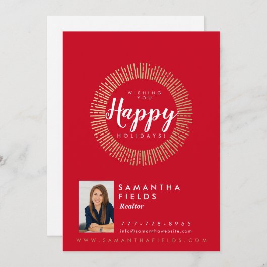 不動産仲介業者ホリデイズクリスマスモダンはがミニマルき シーズンカード (正面/裏面)