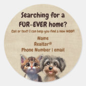 不動産仲介業者ポップ・アートのバイペットワンちゃん子猫の獣医 ラウンドシール (正面)