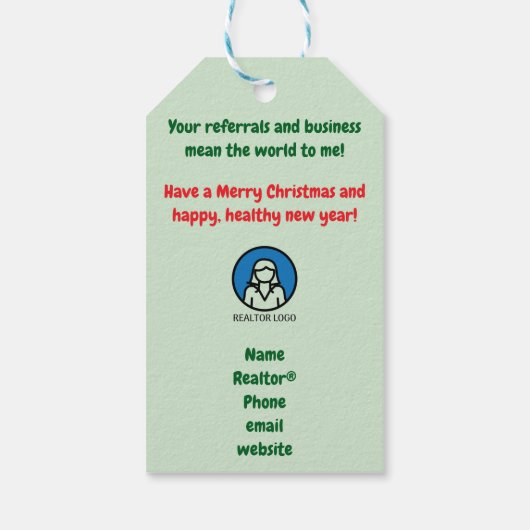 不動産仲介業者ポップ・アートの-Byクリスマス12月の締めくくり ギフトタグ (裏面)
