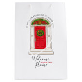 不動産仲介業者マーケティングウェルカムホームレッドドアパイナップル ミディアムペーパーバッグ (正面)