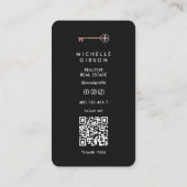 不動産仲介業者ミニマルパステルピンクドアビジネスカード コーリングカード (裏面)