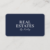不動産仲介業者ミニマルモーゲージブローカーダークネイビーブルー 名刺 (正面)