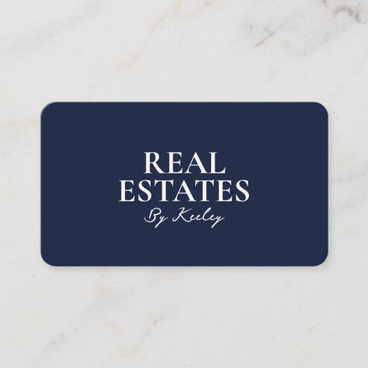 不動産仲介業者ミニマルモーゲージブローカーダークネイビーブルー 名刺 (正面)