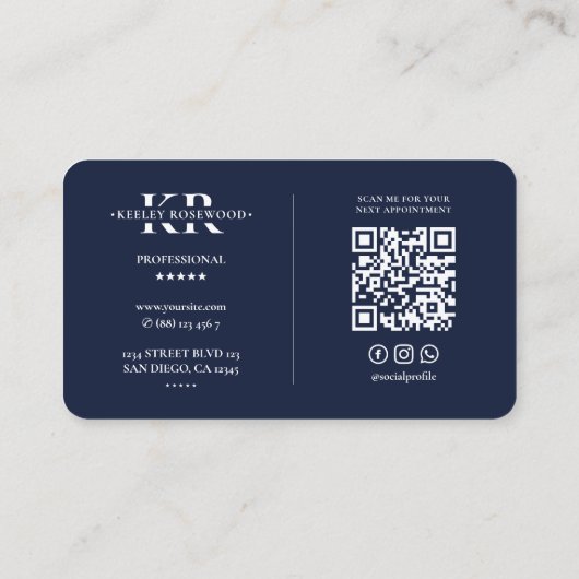 不動産仲介業者ミニマルモーゲージブローカーダークネイビーブルー 名刺 (裏面)