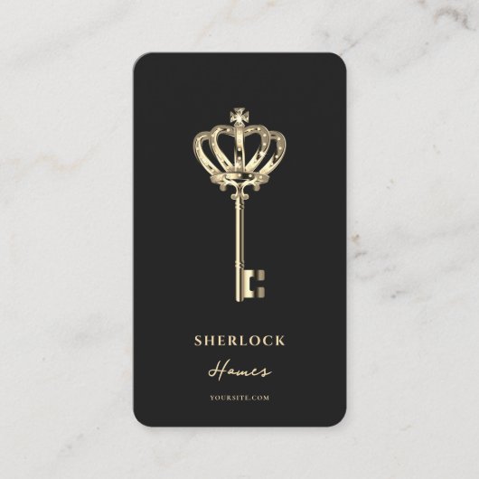 不動産仲介業者モダンエテ実在ートモノグラムブラック金ゴールド 名刺 (正面)