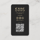 不動産仲介業者モダンエテ実在ートモノグラムブラック金ゴールド 名刺 (裏面)