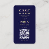 不動産仲介業者モダンエテ実在ートモノグラムミッドナイトブルー 名刺 (裏面)