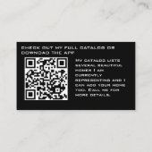 不動産仲介業者モダンブラックとURL QRコード 名刺 (裏面)