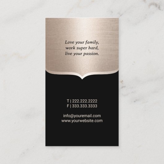 不動産仲介業者モダンブラック金ゴールド実在エステートエージェント写真 名刺 (裏面)