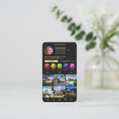 不動産仲介業者モダンモノグラムブラック金ゴールドインスタグラム 名刺 (スタンド正面)