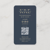不動産仲介業者モダンモノグラム実在エステートダークブルー 名刺 (裏面)
