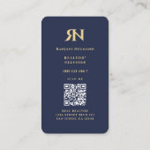 不動産仲介業者モダンモノグラムR Nダークブルーエテ実在ート 名刺 (裏面)