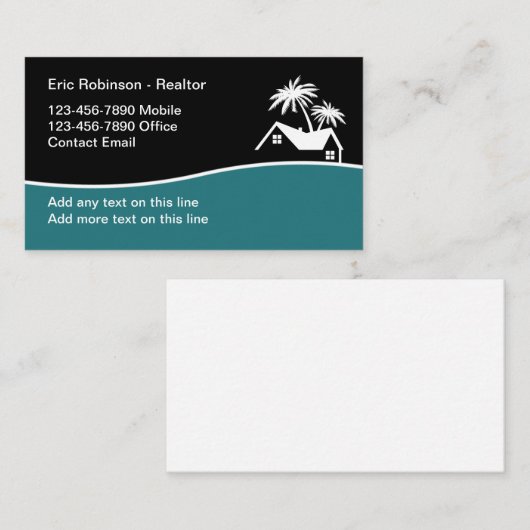 不動産仲介業者モダン熱帯テーマ名刺 名刺 (正面/裏面)