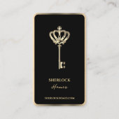 不動産仲介業者モダン鍵クラウンフェイク金ゴールドトリムモーゲージ 名刺 (正面)