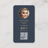 不動産仲介業者モーゲージエレガントブローカーダークブルー金ゴールド鍵 名刺 (裏面)