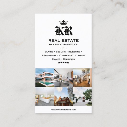 不動産仲介業者モーゲージブローカーモノグラムミニマルホワイト 名刺 (正面)