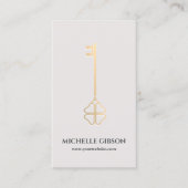 不動産仲介業者モーゲージラッキー金ゴールド鍵フォトライトサンド 名刺 (正面)