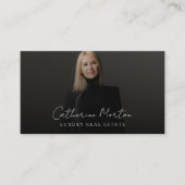 不動産仲介業者ラグジュアリーブラックアンドホワイトエテ実在ート 名刺 (正面)