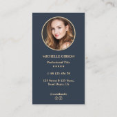 不動産仲介業者ラッキーミニマル鍵フォトチャコールブルー 名刺 (裏面)