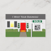 不動産仲介業者レッドドアホワイトハウスセールドサイン 名刺 (裏面)