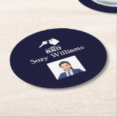 不動産仲介業者ロゴとフォト紙コースター ラウンドペーパーコースター (アングル)