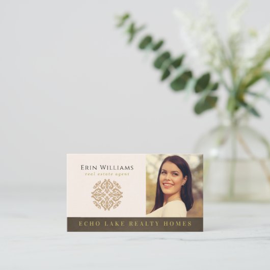 不動産仲介業者ロゴと写真の追加 |不動産実在代理業者 名刺 (スタンド正面)