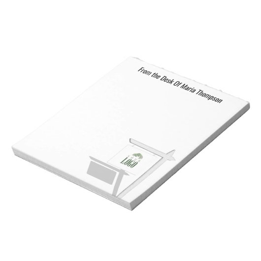 不動産仲介業者ロゴの追加シンプルビジネス ノートパッド (回転)