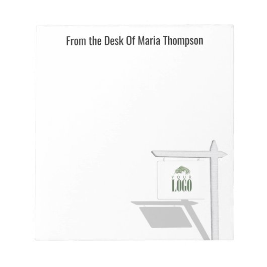 不動産仲介業者ロゴの追加シンプルビジネス ノートパッド (正面)