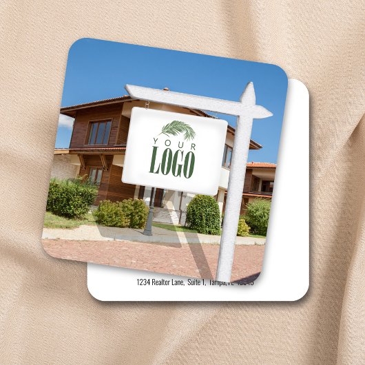 不動産仲介業者ロゴの追加フォトカスタム名刺 スクエア名刺
