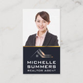 不動産仲介業者ロゴ | 笑顔を見せるビジネスマン 名刺 (正面)