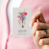 不動産仲介業者ヴィンテージ水彩フローラ鍵 名刺