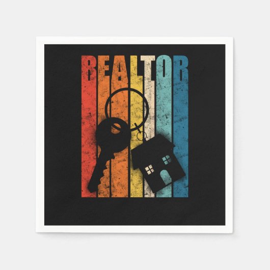 不動産仲介業者不動産仲介業者レトロヴィンテージ スタンダードカクテルナプキン (正面)