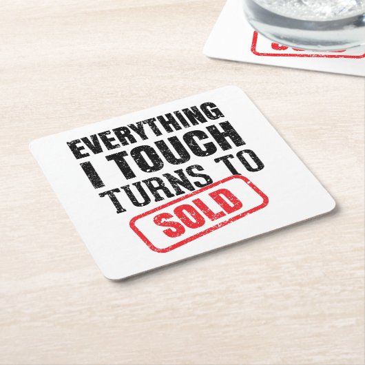 不動産仲介業者剤 スクエアペーパーコースター (アングル)