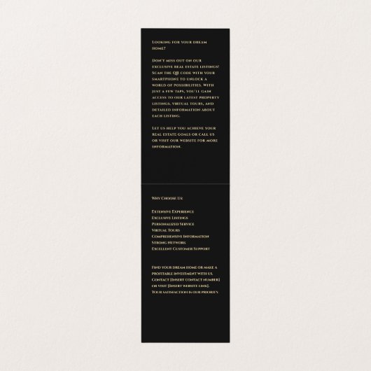 不動産仲介業者実在エステートエージェントブラック金ゴールド鍵QR写真 名刺 (内部フラット)