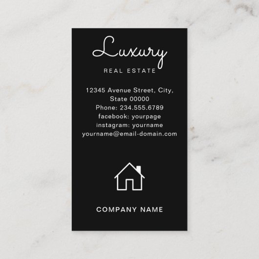 不動産仲介業者実在エステートエージェント追加フォトモノグラム 名刺 (裏面)