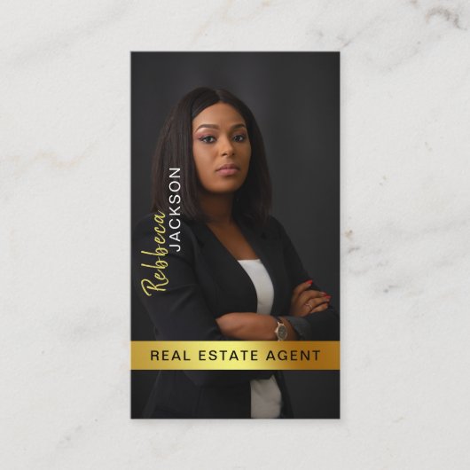 不動産仲介業者実在エステートエージェント追加フォトモノグラム 名刺 (正面)