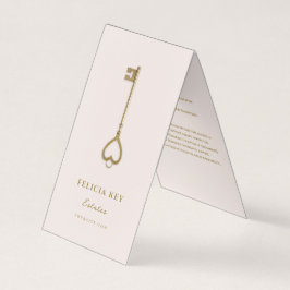 不動産仲介業者実在エステートエージェント金ゴールド鍵QR赤面ピンク 名刺